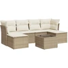 Image de vidaXL Ensemble de salon de jardin 7 pièces avec coussins Beige Poly Rattan