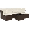 Image de vidaXL Ensemble de salon de jardin 7 pièces avec coussins Marron Poly rotin