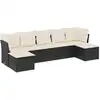 Image de vidaXL Ensemble de salon de jardin 7 pièces avec coussins noir poly rotin