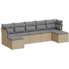 Image de vidaXL Ensemble de salon de jardin 7 pièces avec coussins Beige Poly Rattan