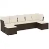 Image de vidaXL Ensemble de salon de jardin 7 pièces avec coussins Marron Poly rotin