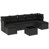 Image de vidaXL Ensemble de jardin canapé 8 pièces avec coussins noir poly rotin