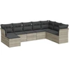 Image de vidaXL Ensemble de jardin canapé 8 pièces avec coussins gris clair Poly rotin