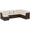 Image de vidaXL Ensemble de jardin canapé 8 pièces avec coussins Marron Poly rotin