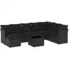 Image de vidaXL Ensemble de salon de jardin 9 pièces avec coussins noir poly rotin