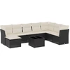 Image de vidaXL Ensemble de salon de jardin 9 pièces avec coussins noir poly rotin