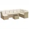 Image de vidaXL Ensemble de salon de jardin 9 pièces avec coussins beige Poly rotin