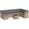 Image de vidaXL Ensemble de salon de jardin 9 pièces avec coussins beige Poly rotin