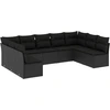 Image de vidaXL Ensemble de salon de jardin 9 pièces avec coussins noir poly rotin