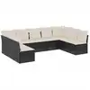 Image de vidaXL Ensemble de salon de jardin 9 pièces avec coussins noir poly rotin