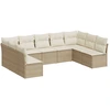 Image de vidaXL Ensemble de salon de jardin 9 pièces avec coussins beige Poly rotin