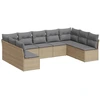 Image de vidaXL Ensemble de salon de jardin 9 pièces avec coussins beige Poly rotin