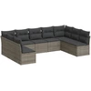 Image de vidaXL Ensemble de salon de jardin 9 pièces avec coussins Gris Poly rotin