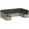 Image de vidaXL Ensemble de salon de jardin 9 pièces avec coussins gris clair Poly rotin