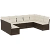 Image de vidaXL Ensemble de salon de jardin 9 pièces avec coussins Marron Poly Rattan