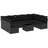 Image de vidaXL Ensemble de 10 canapés de jardin avec coussins noir poly rotin