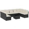 Image de vidaXL Ensemble de 10 canapés de jardin avec coussins noir poly rotin