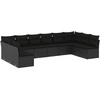 Image de vidaXL Ensemble de 10 canapés de jardin avec coussins noir poly rotin