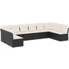 Image de vidaXL Ensemble de 10 canapés de jardin avec coussins noir poly rotin