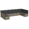 Image de vidaXL Ensemble de salon de jardin 10 pièces avec coussins Gris Poly Rattan