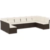 Image de vidaXL Ensemble de salon de jardin 10 pièces avec coussins Marron Poly Rattan