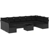Image de vidaXL Ensemble de salon de jardin 11 pièces avec coussins noir poly rotin