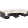 Image de vidaXL Ensemble de salon de jardin 11 pièces avec coussins noir poly rotin