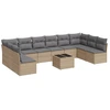 Image de vidaXL Ensemble de salon de jardin 11 pièces avec coussins Beige Poly Rattan