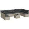 Image de vidaXL Ensemble de salon de jardin 11 pièces avec coussins gris clair Poly rotin
