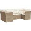 Image de vidaXL Ensemble de salon de jardin 6 pièces avec coussins Beige Poly Rattan