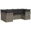 Image de vidaXL Ensemble de salon de jardin 6 pièces avec coussins Gris Poly rotin