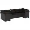 Image de vidaXL Ensemble de salon de jardin 7 pièces avec coussins noir poly rotin