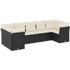 Image de vidaXL Ensemble de salon de jardin 7 pièces avec coussins noir poly rotin