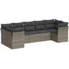 Image de vidaXL Ensemble de salon de jardin 7 pièces avec coussins Gris Poly rotin