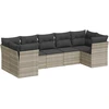 Image de vidaXL Ensemble de salon de jardin 7 pièces avec coussins gris clair Poly rotin
