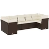 Image de vidaXL Ensemble de salon de jardin 7 pièces avec coussins Marron Poly rotin