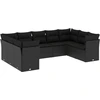 Image de vidaXL Ensemble de salon de jardin 9 pièces avec coussins noir poly rotin