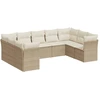 Image de vidaXL Ensemble de salon de jardin 9 pièces avec coussins beige Poly rotin