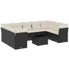 Image de vidaXL Ensemble de 10 canapés de jardin avec coussins noir poly rotin