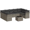 Image de vidaXL Ensemble de salon de jardin 10 pièces avec coussins Gris Poly Rattan