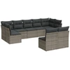 Image de vidaXL Ensemble de salon de jardin 9 pièces avec coussins Gris Poly rotin