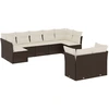 Image de vidaXL Ensemble de salon de jardin 9 pièces avec coussins Marron Poly Rattan