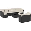 Image de vidaXL Ensemble de 10 canapés de jardin avec coussins noir poly rotin