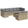 Image de vidaXL Ensemble de salon de jardin 10 pièces avec coussins Beige Poly Rattan