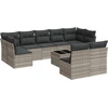 Image de vidaXL Ensemble de 10 canapés de jardin avec coussins gris clair Poly rotin