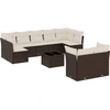 Image de vidaXL Ensemble de salon de jardin 10 pièces avec coussins Marron Poly Rattan
