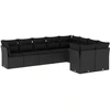 Image de vidaXL Ensemble de salon de jardin 9 pièces avec coussins noir poly rotin