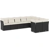 Image de vidaXL Ensemble de salon de jardin 9 pièces avec coussins noir poly rotin