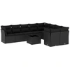 Image de vidaXL Ensemble de 10 canapés de jardin avec coussins noir poly rotin