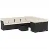 Image de vidaXL Ensemble de 10 canapés de jardin avec coussins noir poly rotin